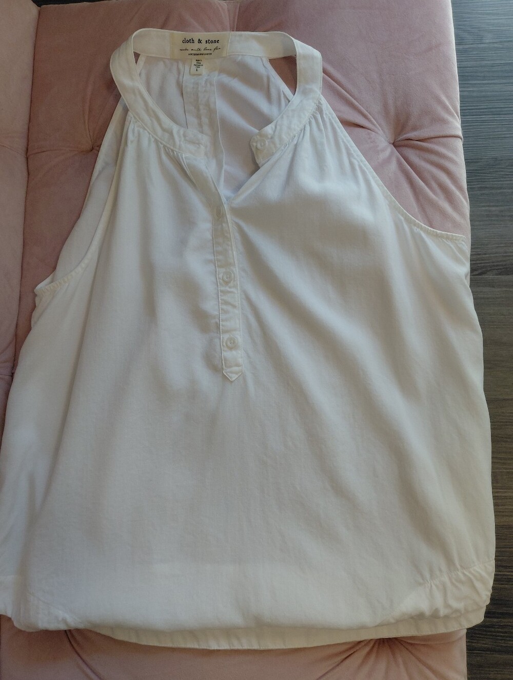 cloth & stone Anthropologie  White Sleeveless Button Tank